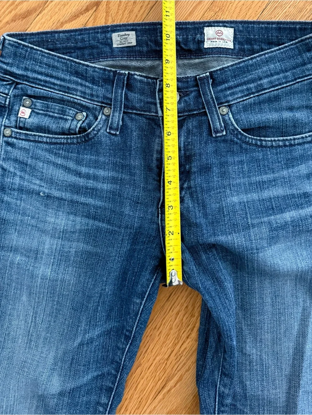 AG Adriano Goldschmied Tom Boy Relaxed Straight Jeans in Distressed Blue - Picture 8 of 9